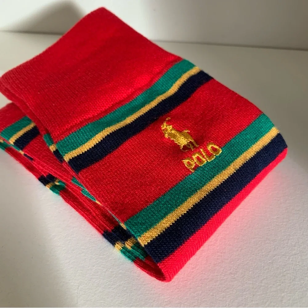 NWOT Ralph Lauren long socks striped multicolor (gold logo)